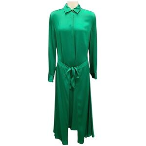 ROSETTA GETTY GREEN APRON WRAP SATIN SHIRTDRESS